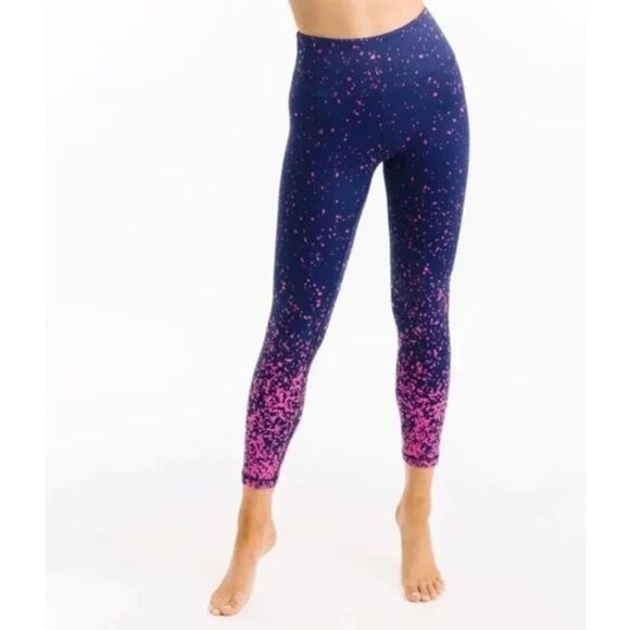 ZYIA Pants - Zyia Navy Pink Splash Light n Tight Hi-Rise 7/8 24" Size 6-8